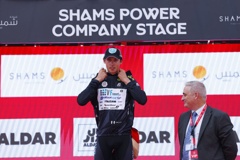 VF GROUP BARDIANI-CSF FAIZANÈ: UAE TOUR. MANUELE TAROZZI LEADS THE INTERMEDIATE SPRINTS CLASSIFICATION.
